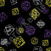 NerdyKeppie Scattered Dice Canvas Low Top Non-Binary Pride Sneakers. A canvas low top sneaker with a scattered dice design on it in Non-Binary Pride colors. These low top Non-Binary Pride sneakers go up to US Men’s 14!