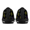 NerdyKeppie Scattered Dice Canvas Low Top Non-Binary Pride Sneakers. A canvas low top sneaker with a scattered dice design on it in Non-Binary Pride colors. These low top Non-Binary Pride sneakers go up to US Men’s 14!