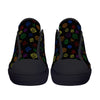 NerdyKeppie Scattered Dice Canvas Low Top Rainbow Gay Pride Sneakers. A canvas low top sneaker with a scattered dice design on it in rainbow Pride colors. These low top gay Pride sneakers go up to US Men’s 14!