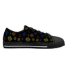 NerdyKeppie Scattered Dice Canvas Low Top Rainbow Gay Pride Sneakers. A canvas low top sneaker with a scattered dice design on it in rainbow Pride colors. These low top gay Pride sneakers go up to US Men’s 14!