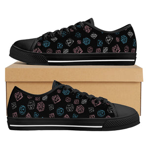 NerdyKeppie Scattered Dice Canvas Low Top Trans Pride Sneakers. 