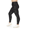 A person wearing a NerdyKeppie Scattered Dice Plus Size Ace Pride Leggings. 