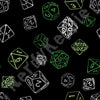 A person wearing a NerdyKeppie Scattered Dice Plus Size Aro Pride Leggings. 