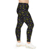 A person wearing a NerdyKeppie Scattered Dice Plus Size Non-Binary Leggings. 