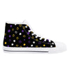 NerdyKeppie Scattered Stars Canvas High Top Non-Binary Pride Sneakers. A pair of non-binary pride sneakers with a scattered stars print. Available from US Women's 5 to US Men's 14!