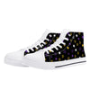 NerdyKeppie Scattered Stars Canvas High Top Non-Binary Pride Sneakers. A pair of non-binary pride sneakers with a scattered stars print. Available from US Women's 5 to US Men's 14!