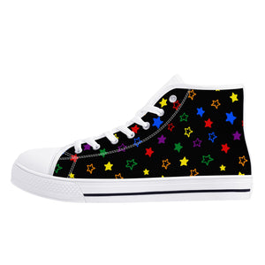 NerdyKeppie Scattered Stars Canvas High Top Rainbow Gay Pride Sneakers. 