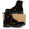 NerdyKeppie Scattered Stars Synthetic Leather Rainbow Gay Pride Boots. 