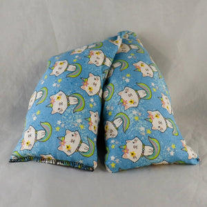 A NerdyKeppie Unicorn Princess Kitty Flannel Heat & Cold Packs. 