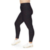 A person wearing a NerdyKeppie Source Code Bi Pride Plus Size Leggings. 