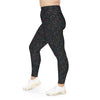 A person wearing a NerdyKeppie Source Code Trans Pride Plus Size Leggings. 