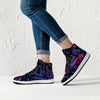 NerdyKeppie Splatter Wave Synthetic Leather Bi Pride High Top Sneakers. 