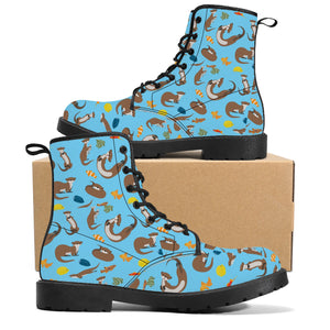 NerdyKeppie Sweet Otters Synthetic Leather Boots. 